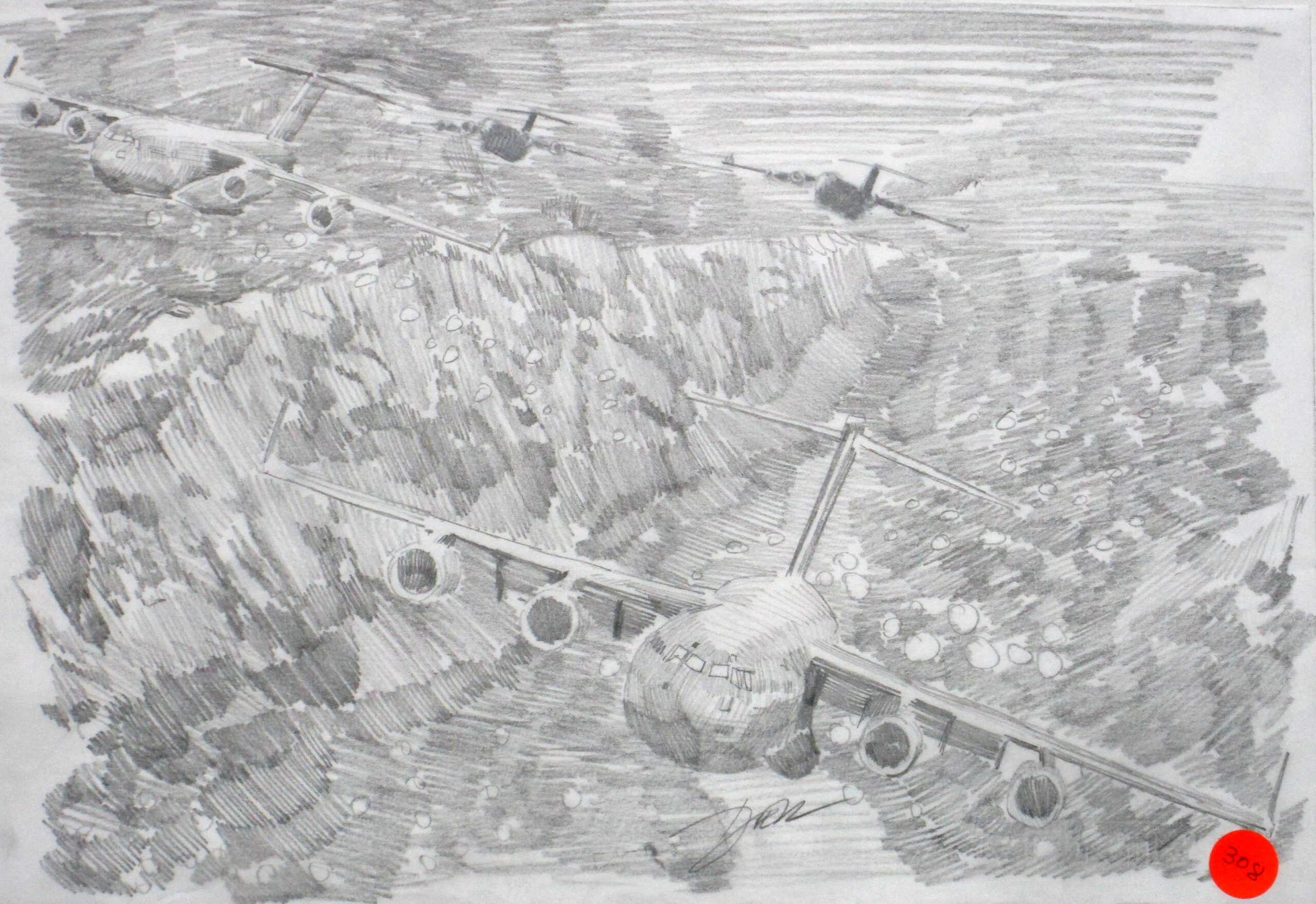Moving The Herd - Pencil Sketch