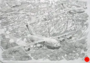 Moving The Herd - Pencil Sketch