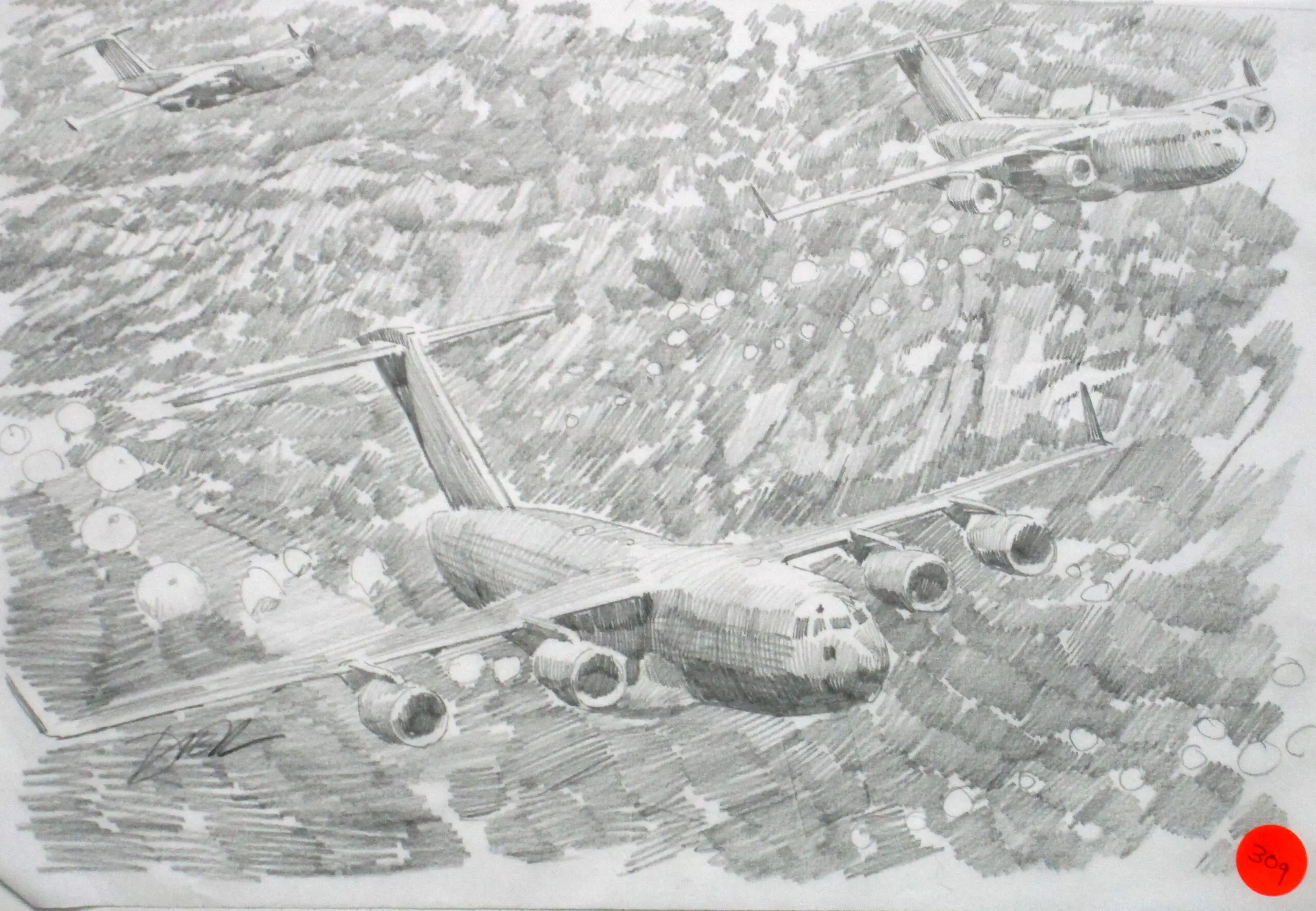 Moving The Herd - Pencil Sketch